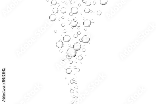 Water bubbles set isolated on white background. Air water bubbles for soda effect, transparent backdrop, icon design, champagne bubbles, texture and wallpaper. Water drops pattern, vector illustration