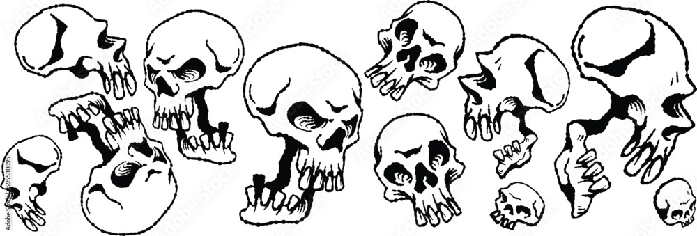 Human skulls cartoon vectors art Human skulls cartoon vectors art