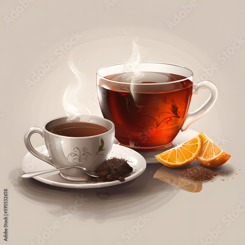 cup of tea with lemon Generative AI. Digital art