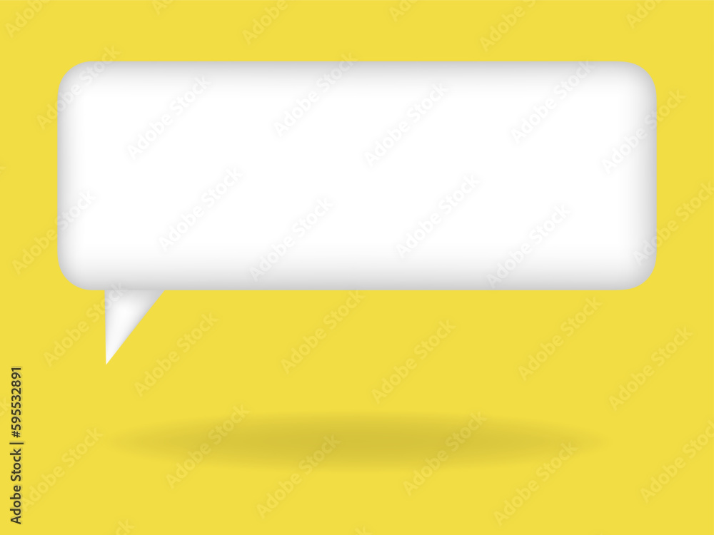 Vector 3d speech bubble. White rectangle message dialog balloon. 3d chat icon. Talking or chatting box. Vector 3d speech bubble. White rectangle message dialog balloon. 3d chat icon. Talking or chatting box.
