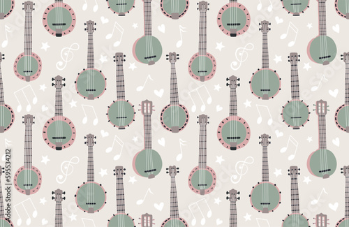 banjo seamless pattern. 
