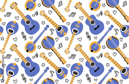 guitar, banjo, mandolin seamless pattern