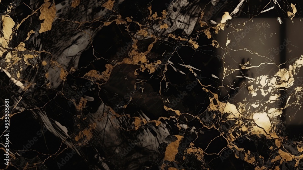 Black and gold marble texture background, AI concept