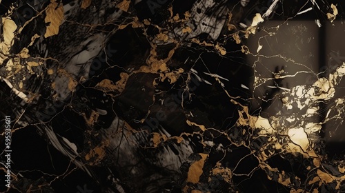 Black and gold marble texture background, AI concept © 016Graphics