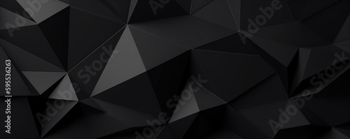 Abstract black 3d polygonal pattern texture background, AI concept