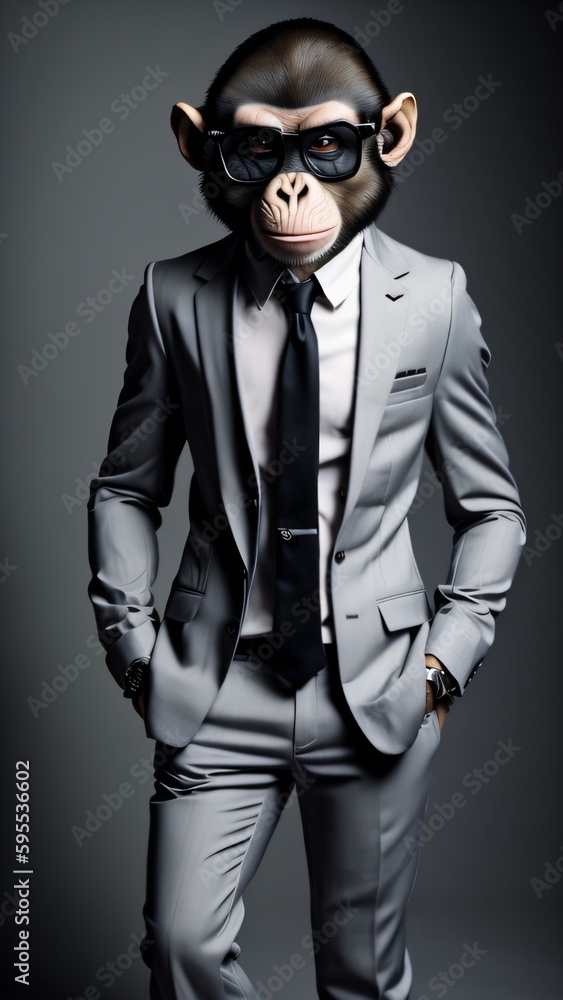 Fototapeta premium Ai generated portrait of a monkey