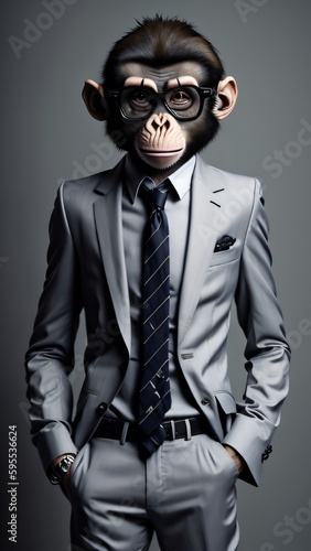 Ai generated portrait of a monkey © Ebad