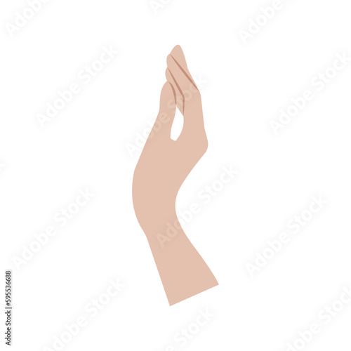 Woman hand isolated on white background for hair removal salon, epilalation, manicure studio and cream cover or advertising design. Vector illustration in flat style.