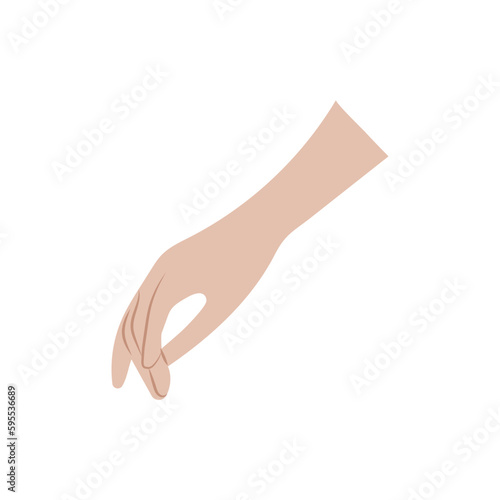 Woman hand isolated on white background for hair removal salon, epilalation, manicure studio and cream cover or advertising design. Vector illustration in flat style.