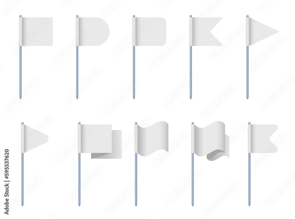 Flag mockup banner white color mock isolated set. Vector graphic design illustration Flag mockup banner white color mock isolated set. Vector graphic design illustration