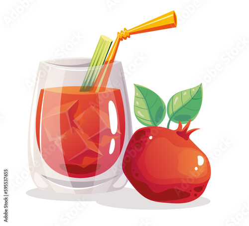 Pomegranate glass juice red splash concept. Vector graphic design illustration

