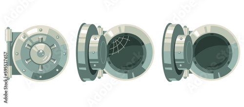 Safe empty box with no money concept. Vector graphic design illustration element