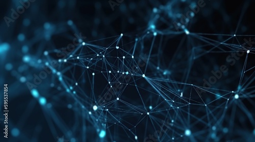 Digital transformation, dark blue computer data points, future of technology background concept, AI concept