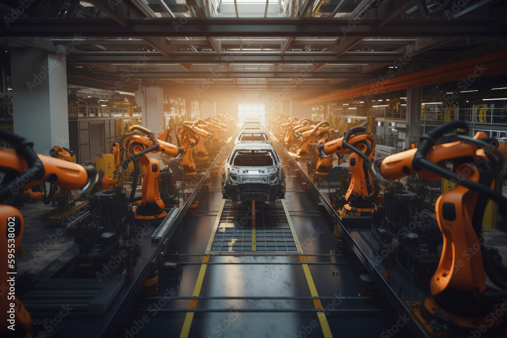 Car Factory Concept. Generative AI