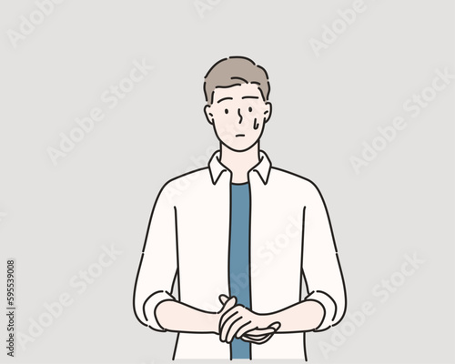 Embarrassed man. Bad man. Hand drawn style vector design illustrations.