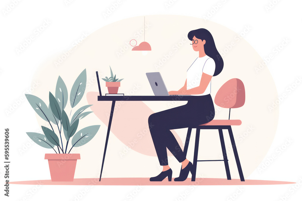 Elevate Your Brand with Stunning AI-Generated Woman Laptop Vector Graphics