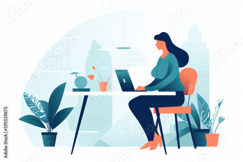 Elevate Your Brand with Stunning AI-Generated Woman Laptop Vector Graphics"