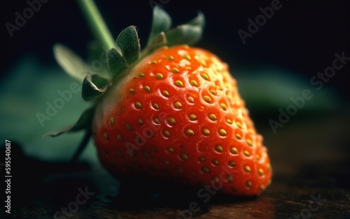 Close-up of a fresh strawberry  created with generative AI technology