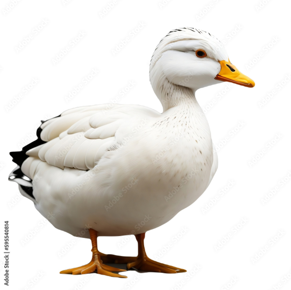 white duck, village duck, isolated, transparent background. PNG. generative ai
