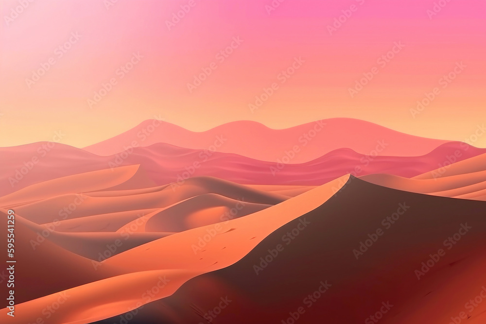 Sunrise Landscape, with Desert Sand Dunes. Generative AI