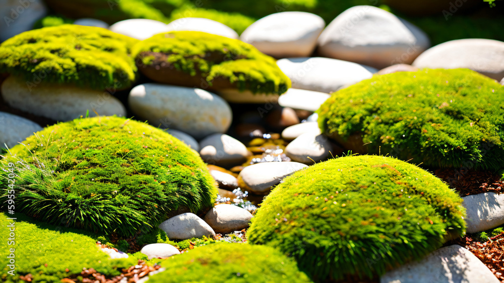 green moss and stones generative ai green moss and stones generative ai