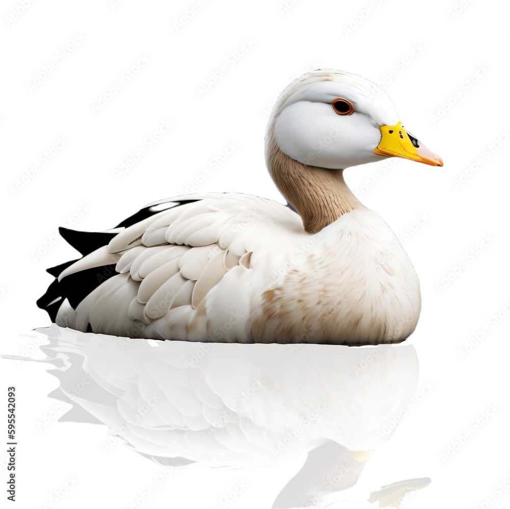 white duck swimming on the water with shadow, isolated, transparent background. PNG. generative ai white duck swimming on the water with shadow, isolated, transparent background. PNG. generative ai
