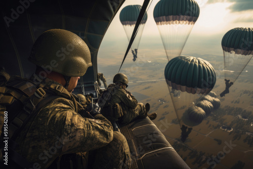 Team of paratroopers. Generative AI