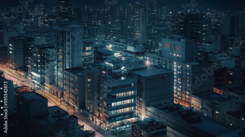 Cityscape at night. Generative Ai