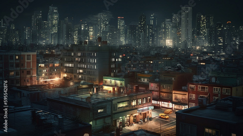 Cityscape at night. Generative Ai