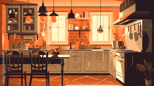 kitchen design vector graphics Generative AI.