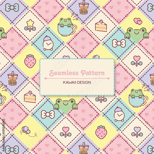 Cute baby frog seamless pattern 