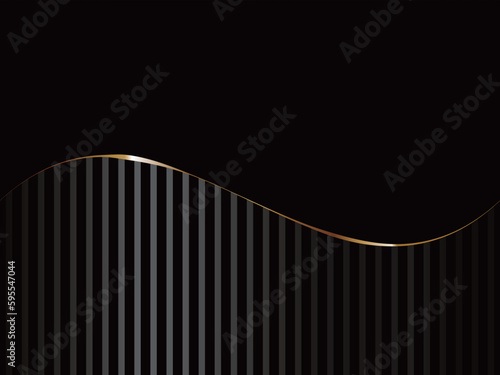 高級感のあるストライプ背景　横位置　ブラック＆ゴールド