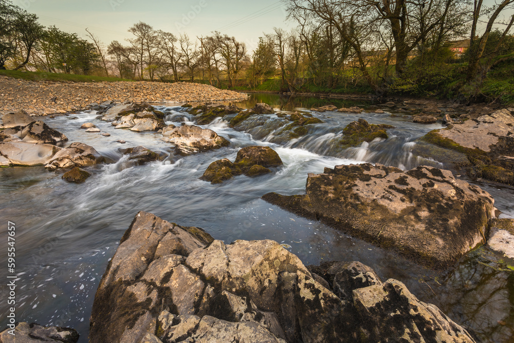 View of the Rawthey River in Sedbergh, North UK. Cumbria. UK.