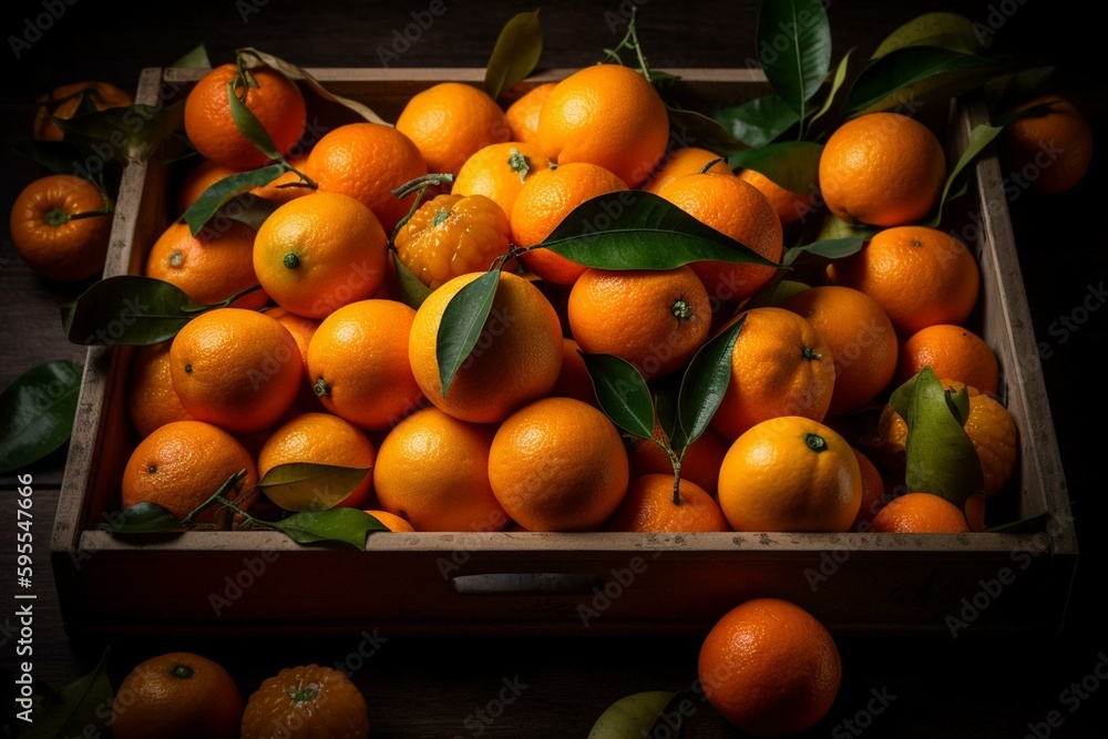 Orange fruits arranged in a frame. Generative AI