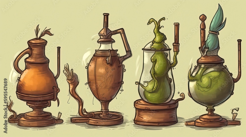 Love potion in fantasy and steampunk styles . Generative AI Love potion in fantasy and steampunk styles . Generative AI