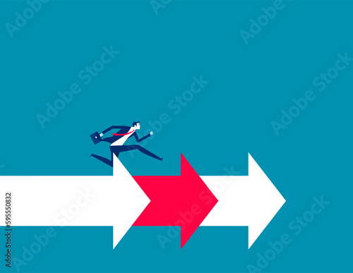 Businessman run to the goal. Business vector illustration concept photo