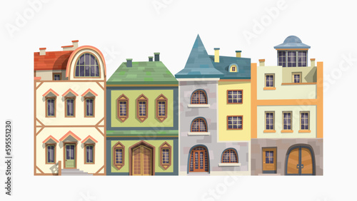 Fototapeta Naklejka Na Ścianę i Meble -  front view traditional vintage houses in set