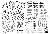 hand drawn geometric organic animal shapes and abstract doodles elements set for neo memphis pattern texture background