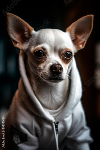 Dog wearing a hoodie. © Melipo-Art