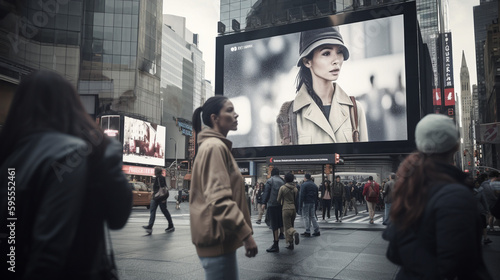 Fotografia Mockup scene, populated city streets showcasing digital screens - Generative AI