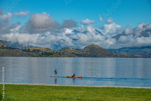 Wanaka, a popular ski and summer resort town in the Otago region of the South Island of New Zealand. photo