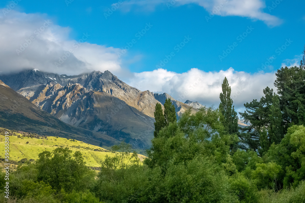 Fototapeta premium Mesmerizing views of the landscapes around Glenorchy the northern end of Lake Wakatipu in the South Island region of Otago, New Zealand.