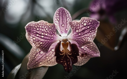 Close-up of a purple orchid  created with generative AI technology