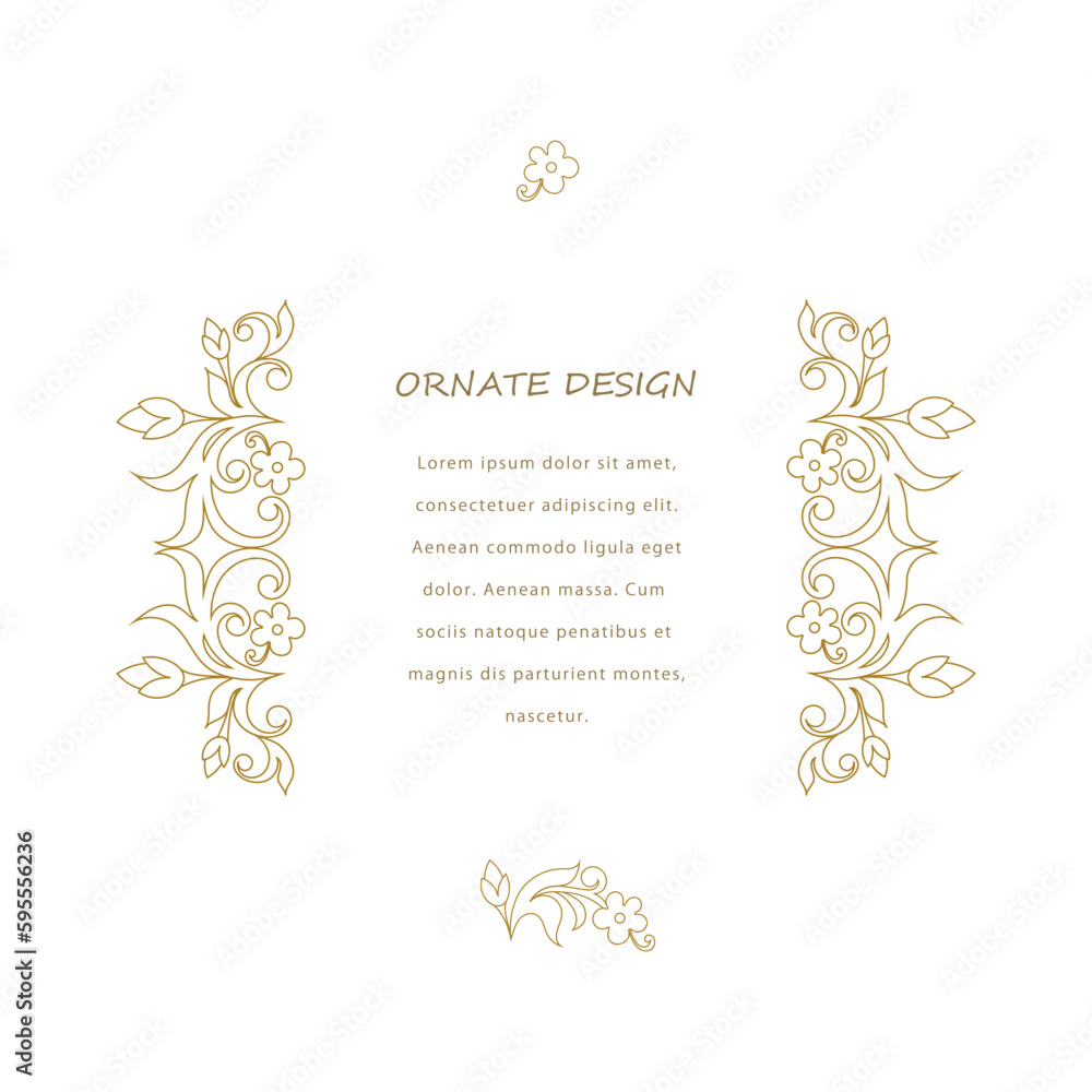 Decorative vector frame. Elegant element for design template, place for text. Floral border. Lace decor for birthday and postcard, wedding invitation.