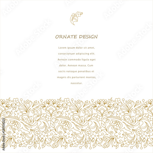 Decorative vector frame. Elegant element for design template  place for text. Floral border. Lace decor for birthday and postcard  wedding invitation.