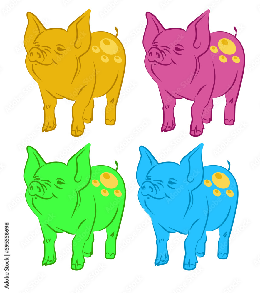 Multicolors pig set
