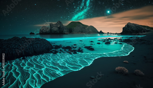  A fantasy beach made with generative AI--- Desktop background--illustration--Midjoureny © Creative Catalyst