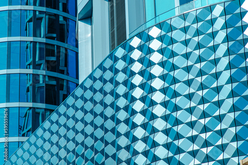 Modern architecture: futuristic facade of a business building