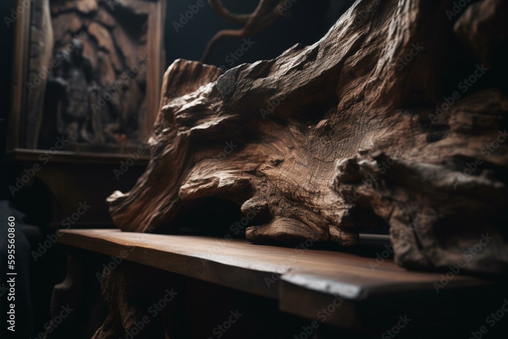 Highly detailed background with wooden support. Generative AI