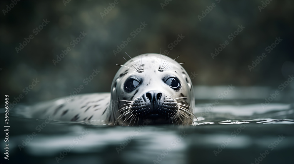 Baby Seal coming from water, generative AI